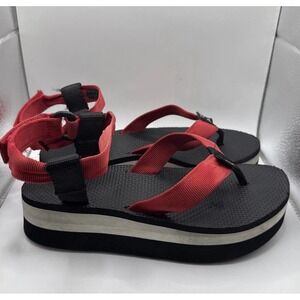 Teva Sandals Women Size 6 Black Red Platform Beach Strappy Water